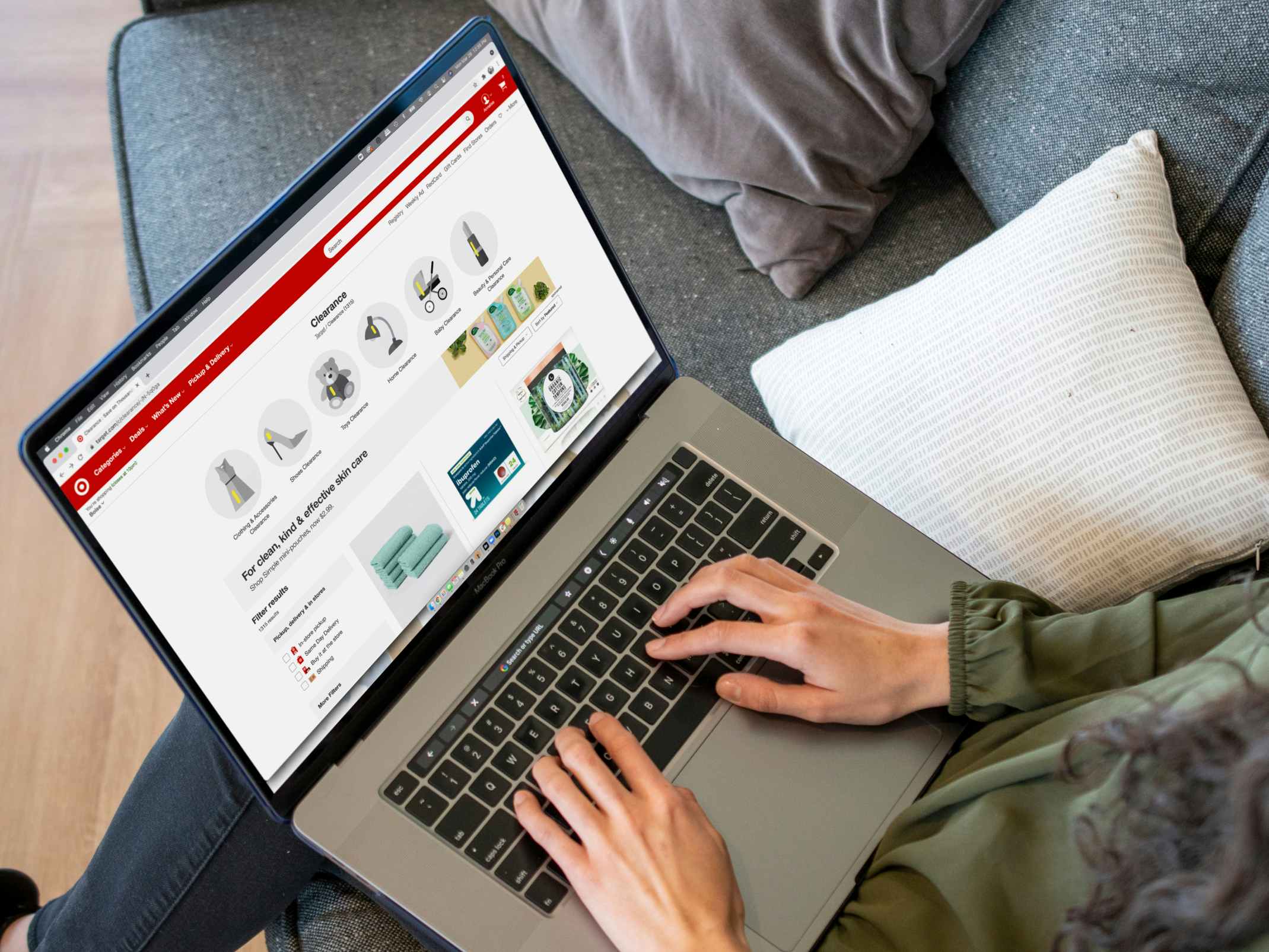 a person on their laptop looking at targets online clearance 
