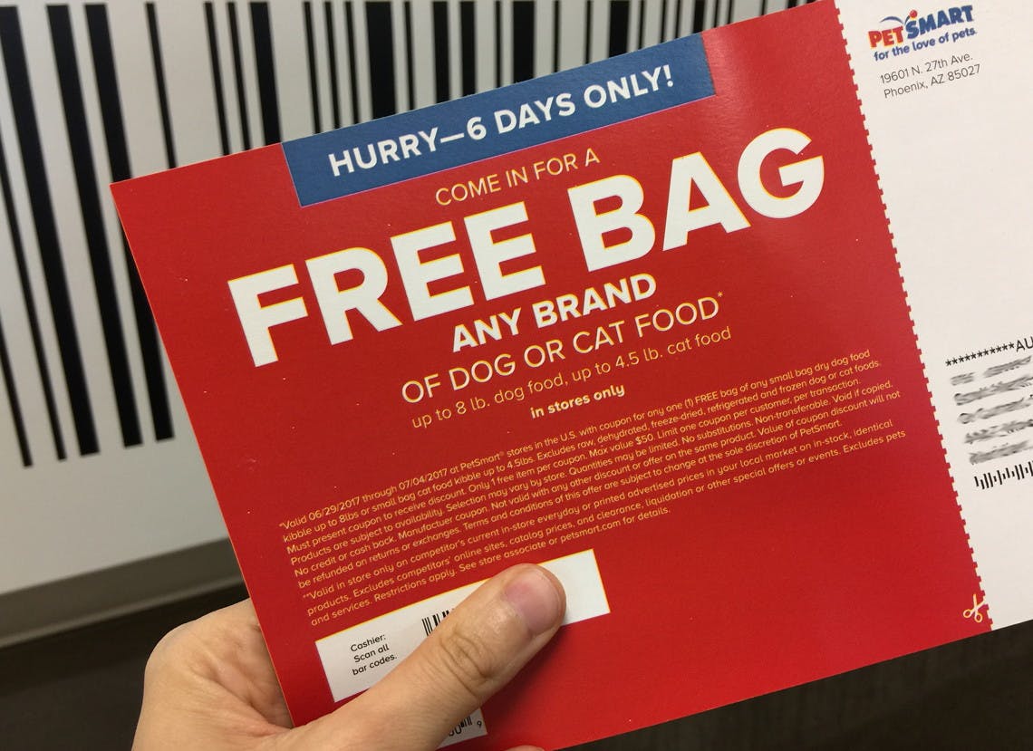 Petsmart Free Any Brand Bag Of Dog Or Cat Food Up To 50 Check Your Mailbox The Krazy Coupon Lady