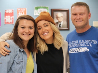 Three students from Alice Lloyd College posing together for a photo.