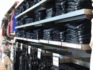 express store hacks jeans denim wall