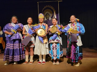 A group of students from the Miss Haskell event at Haskell Indian Nations University.