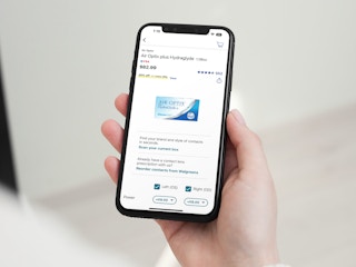someone looking at contact lenses on the Walgreens app