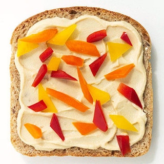 Hummus and Chopped Pepper Sandwich