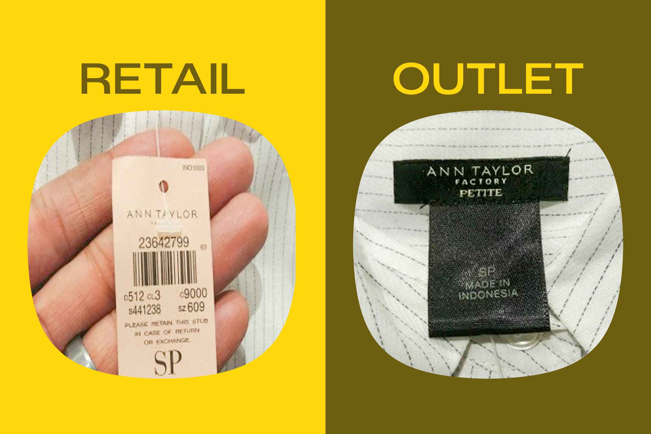 an example of a retail and outlet version of Ann Taylor items