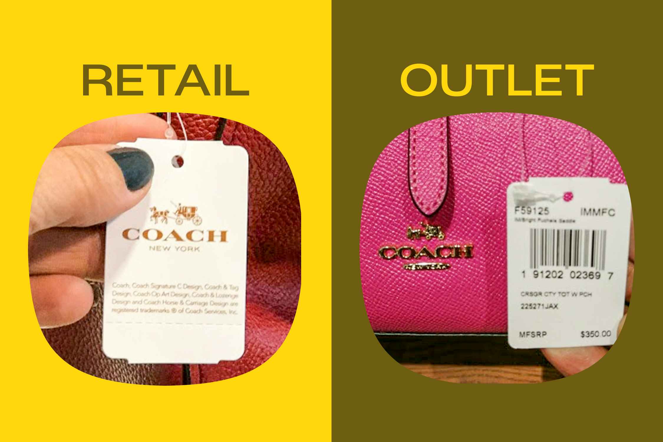 an example of a retail and outlet version of Coach items