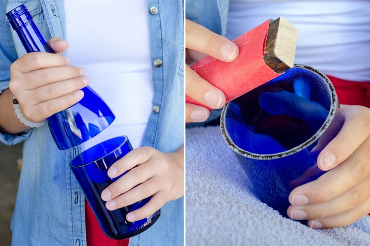Turn wine bottles into drinking glasses.