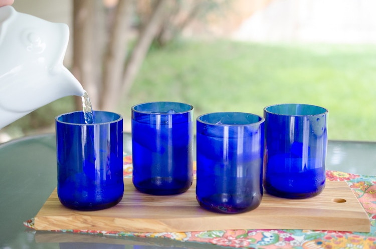 Turn wine bottles into drinking glasses.