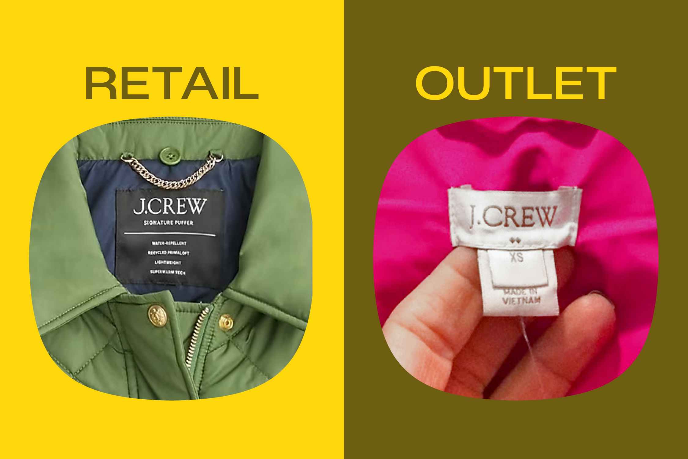 an example of a retail and outlet version of J Crew items