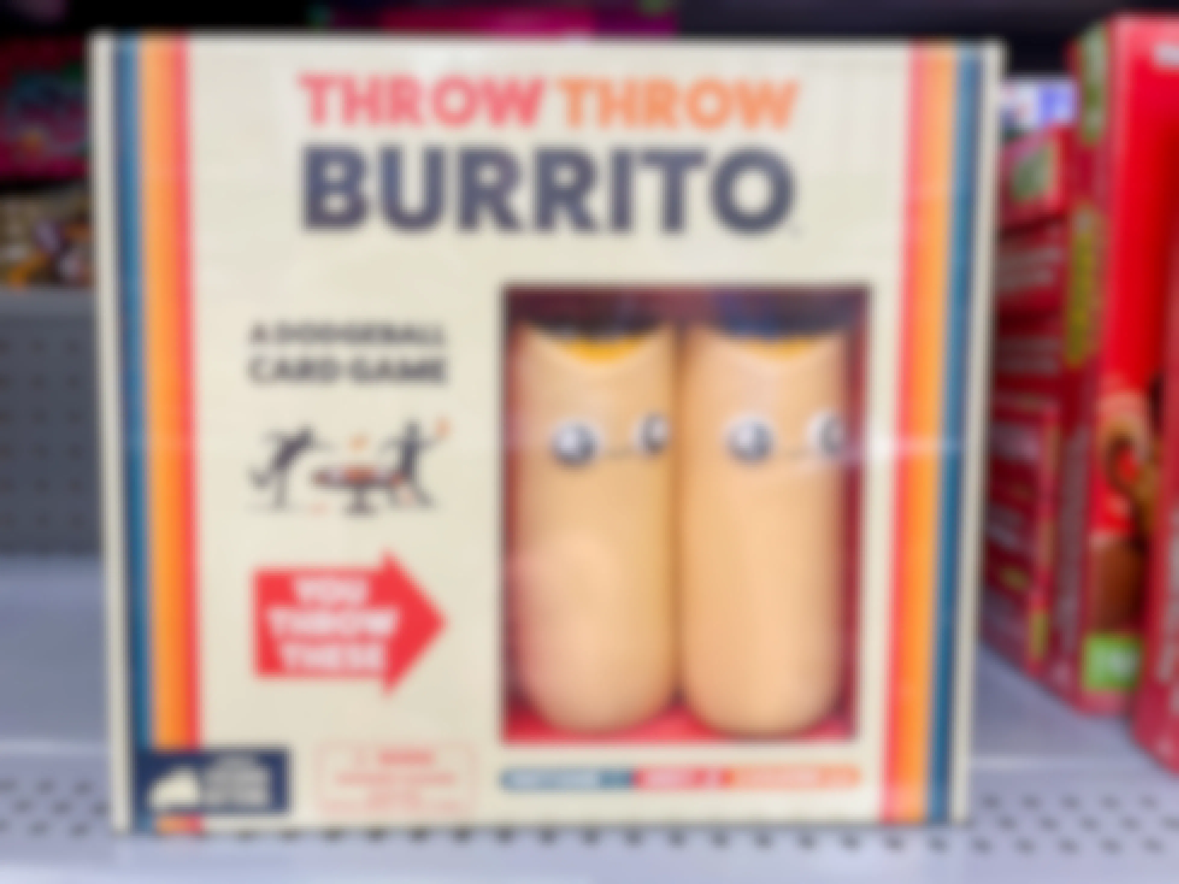 A Throw Throw Burrito game on a shelf.