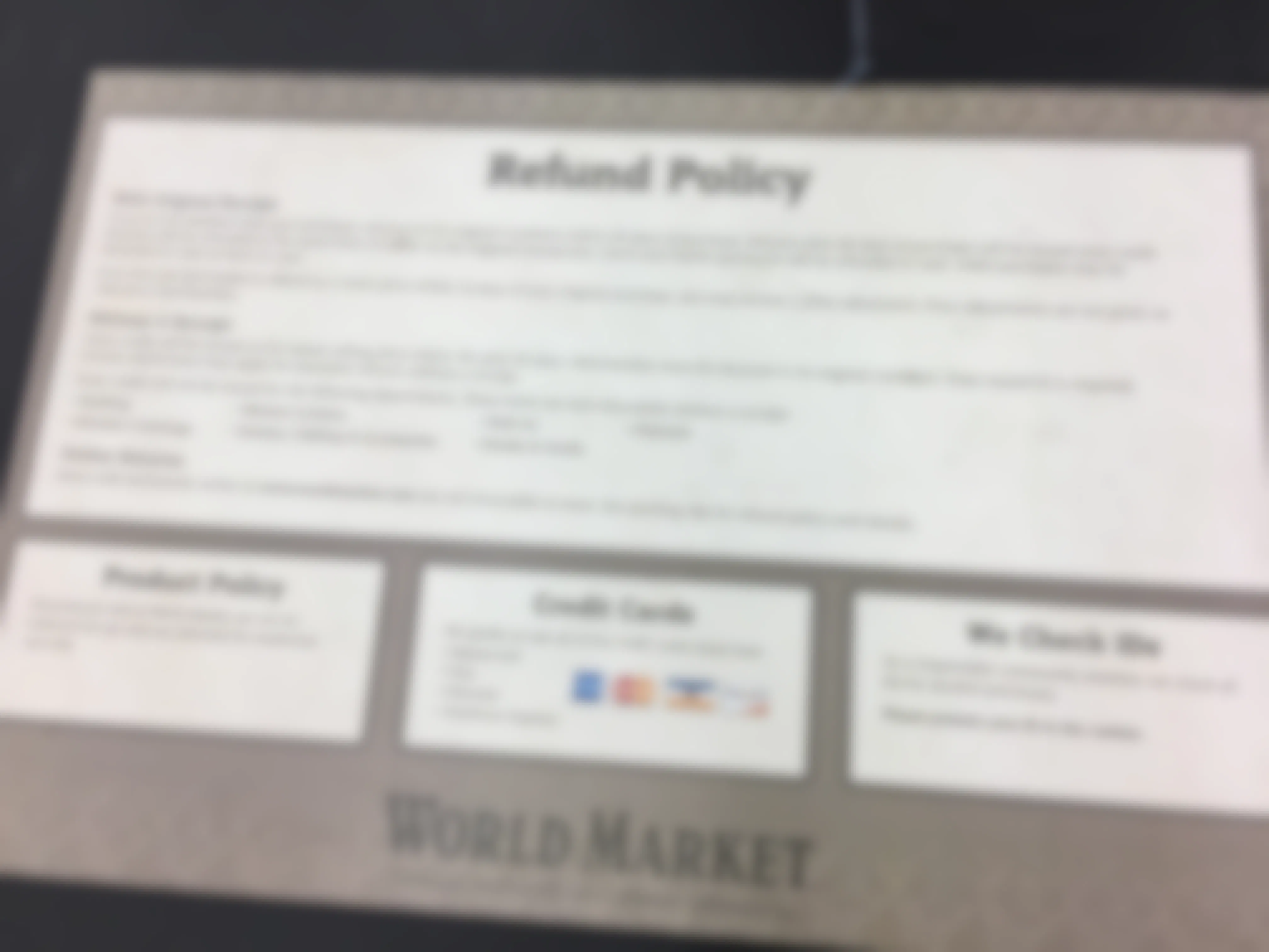 world market in-store refund policy
