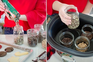 Melt chocolate and keep it melted in a slow cooker.
