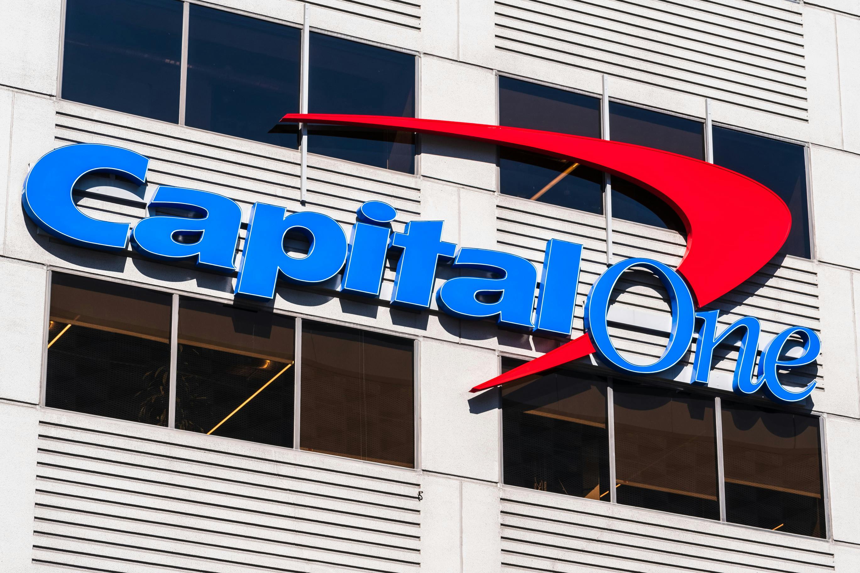 Capital One logo on the side of a building