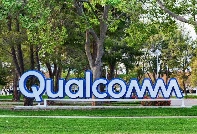 Qualcomm sign near Qualcomm Research Silicon Valley office