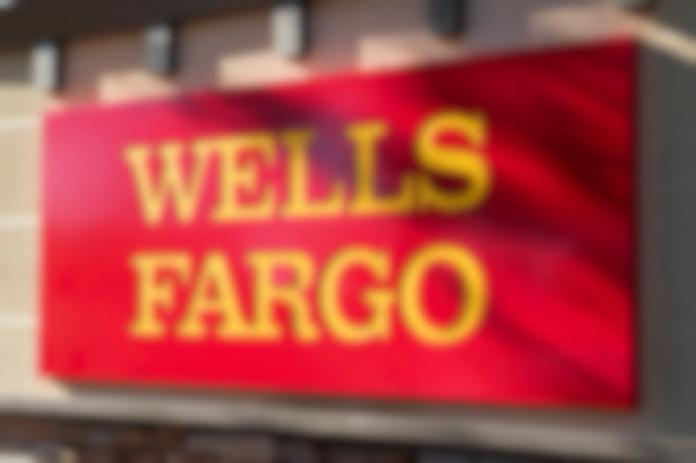 The Wells Fargo logo on a wall