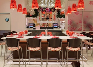 A table inside an American Girl bistro