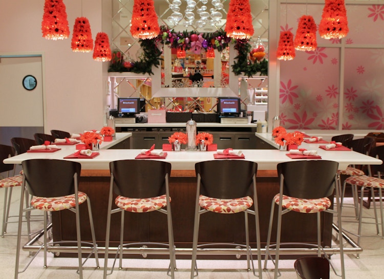 A table inside an American Girl bistro