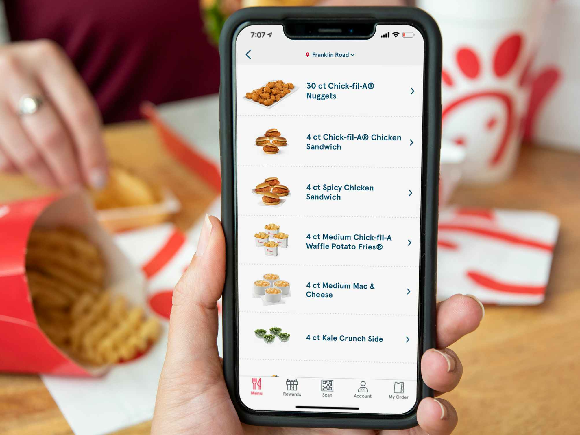 Chick-fil-a family meal menu on the app