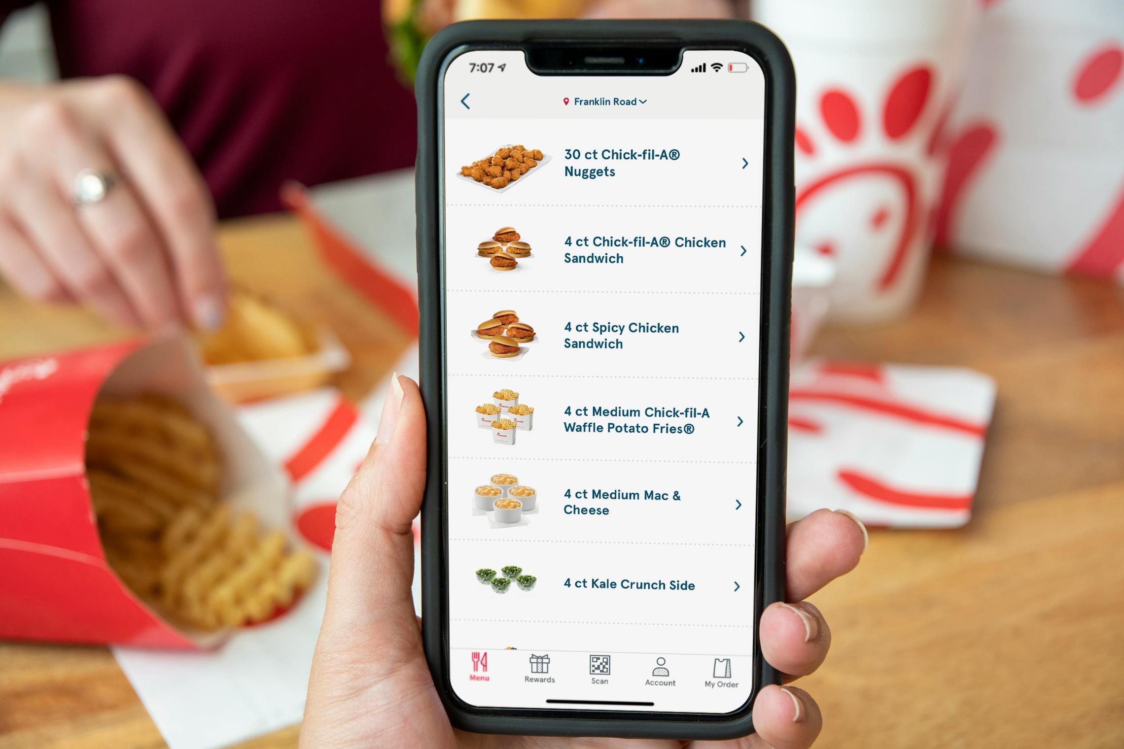 Chick-fil-a family meal menu on the app