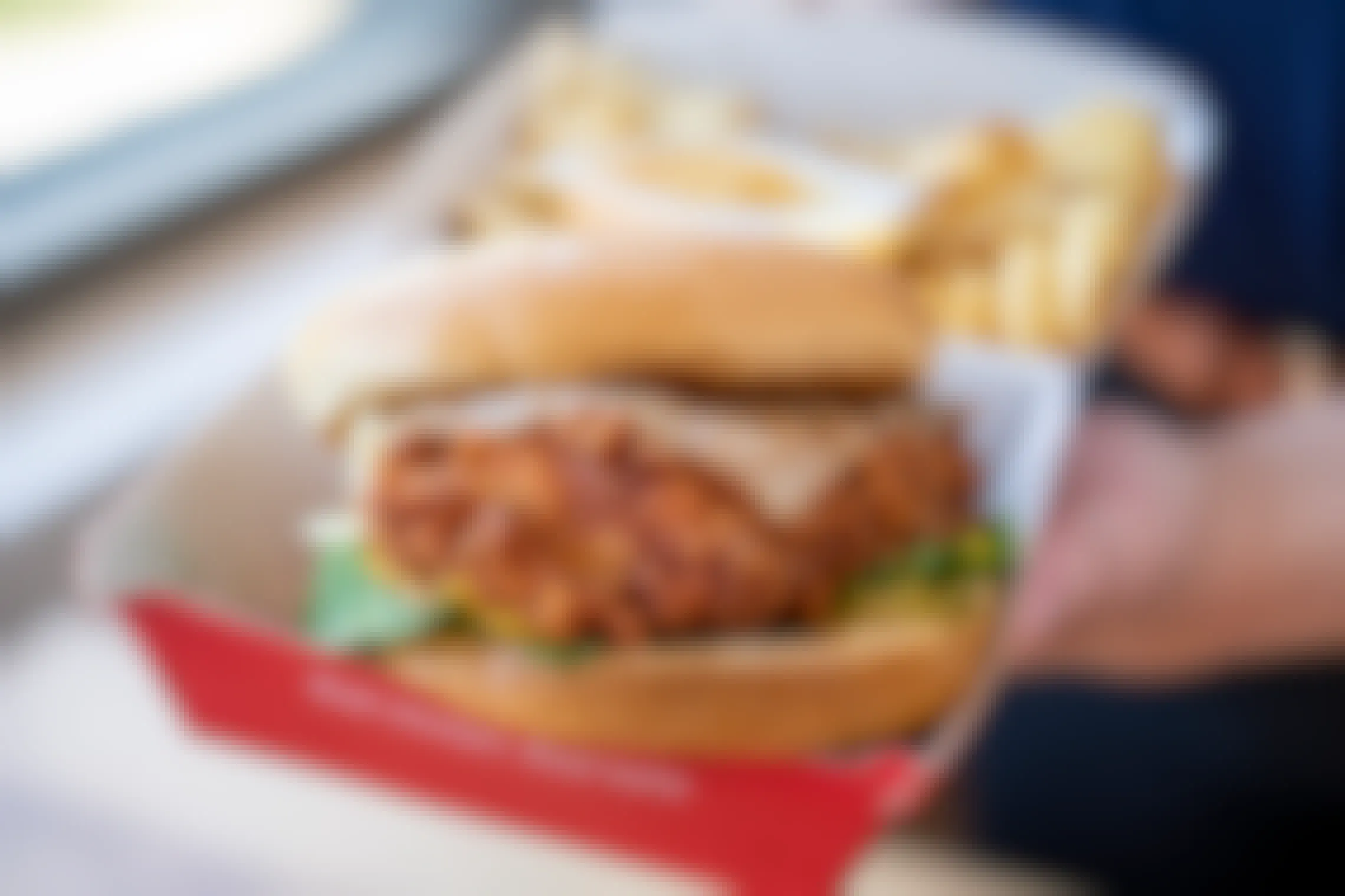 A chick-ful-a chicken sandwich and fries
