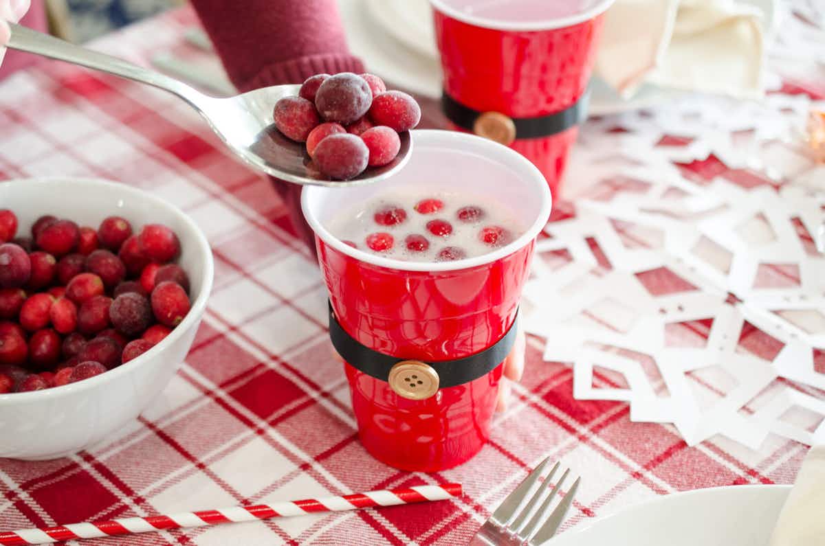 Keep white wine and sparkling cider cool with frozen cranberries.