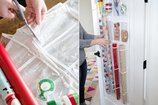 Cut the bottoms off holders and create a gift-wrapping station.