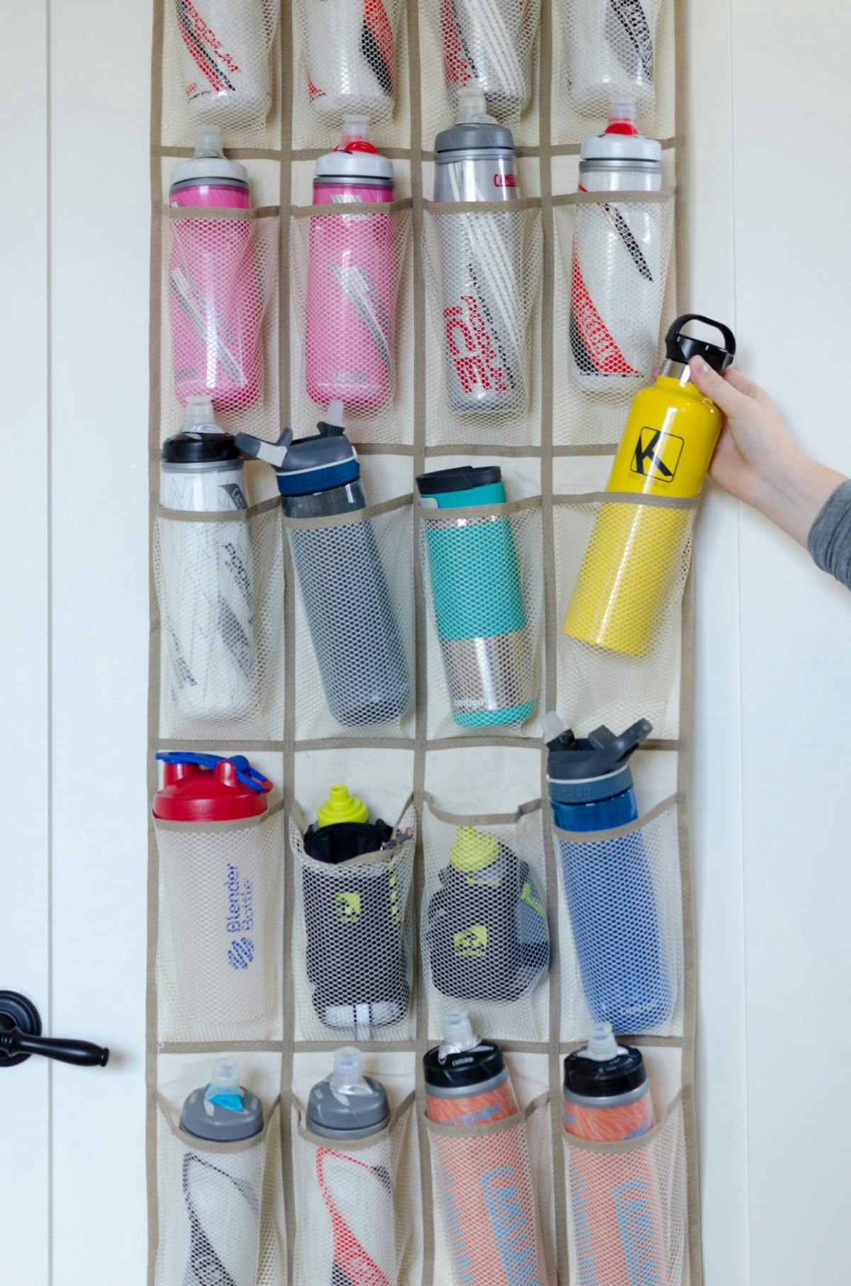 Use it in your pantry to store water bottles.