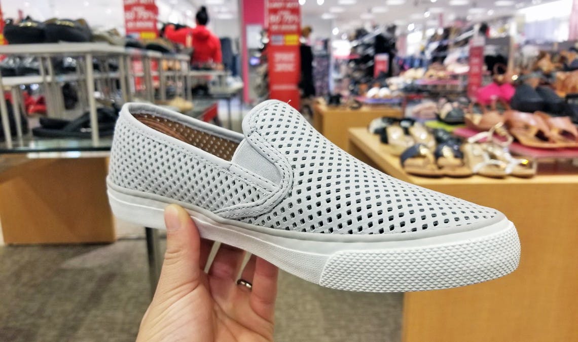 sperry perforated slip on sneakers