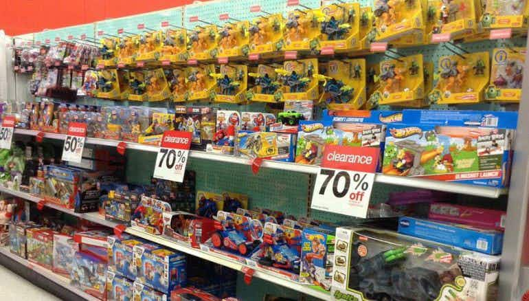 toy sale shelves at target