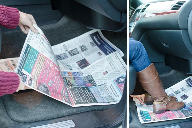 Cover your floor mats with newspaper after sports events and during bad weather.