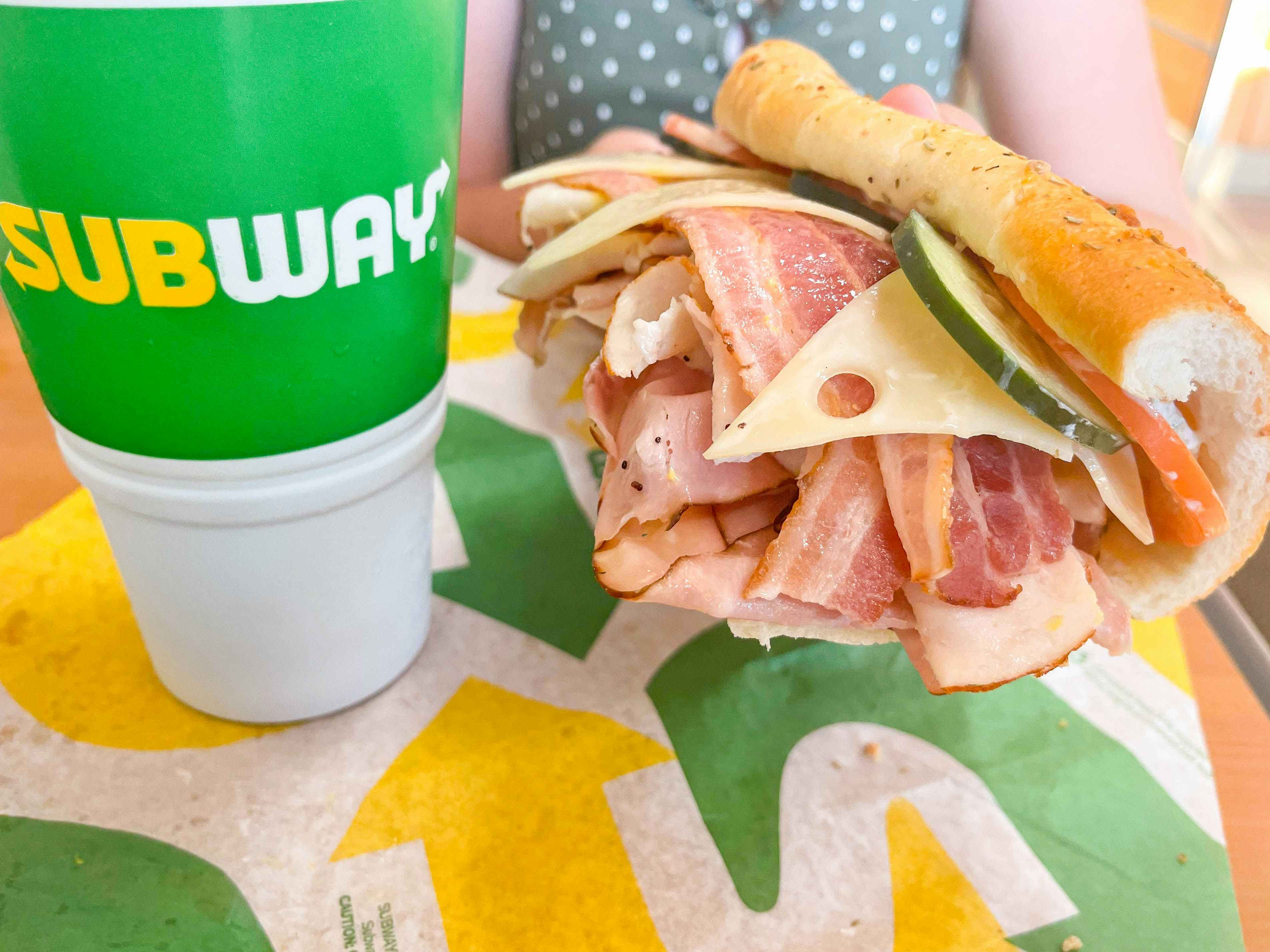 subway double meat sub and drink