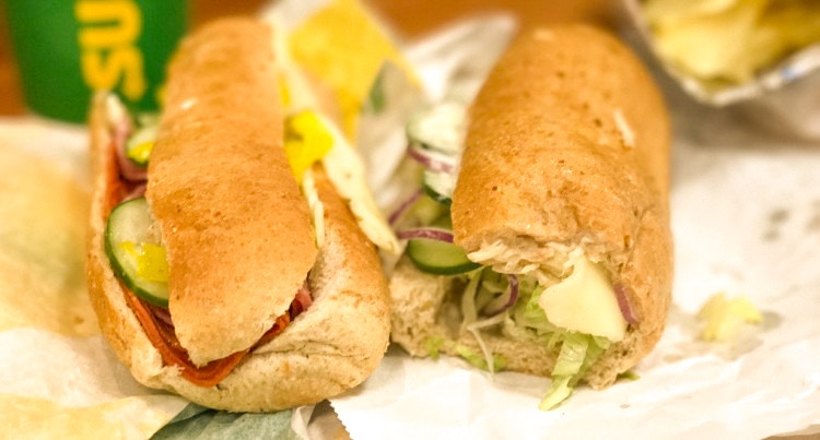 two subway sandwiches