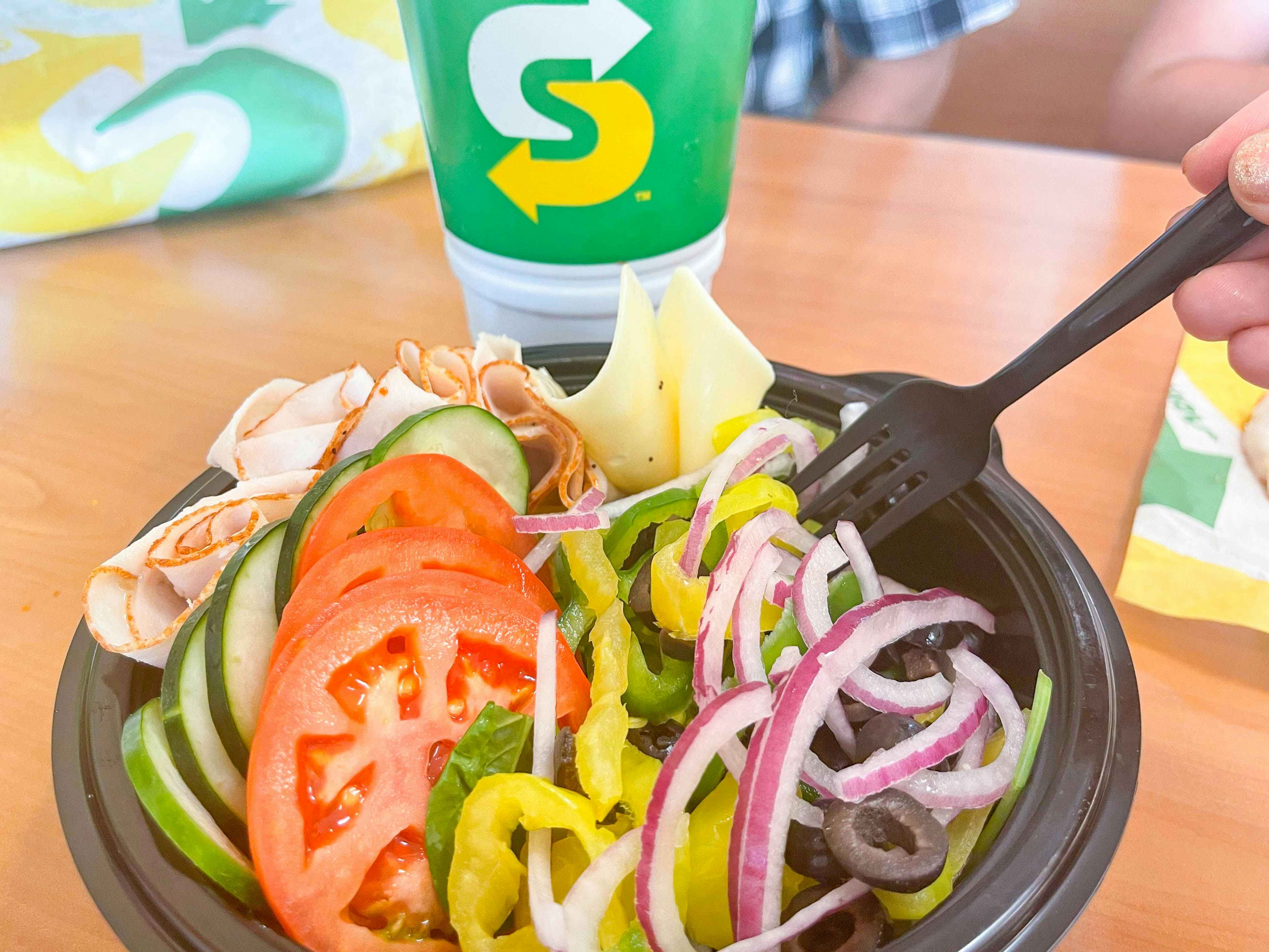 close up of subway salad