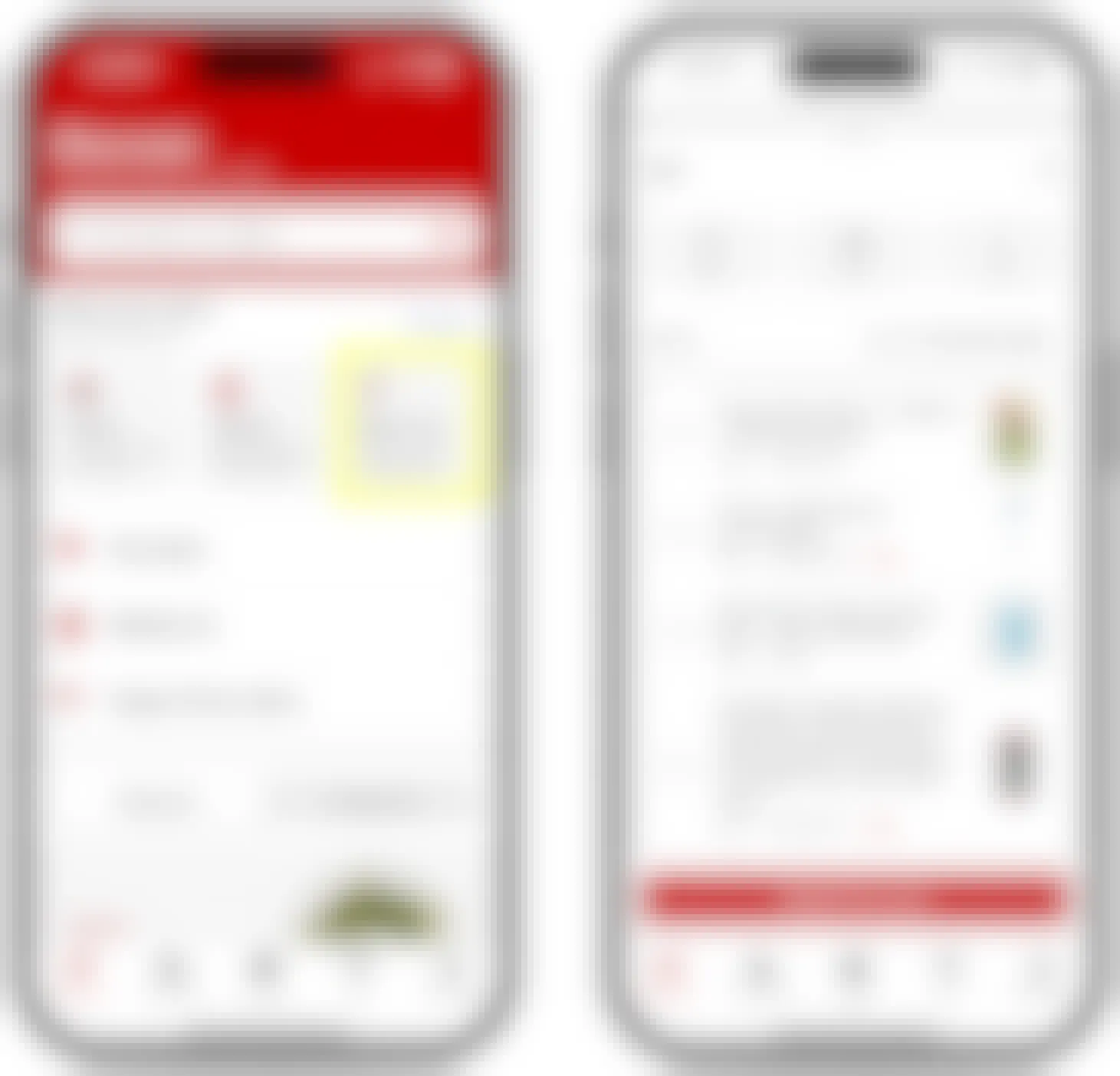 Two smartphone screenshots of the target app: one showing where to tap to start a personal shopping list, the other showing a list of items and the option to add them to your target cart