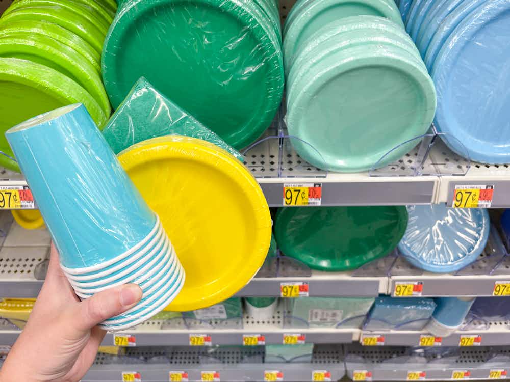 colorful Paper plates, cups, and napkins for $0.97 cents at Walmart
