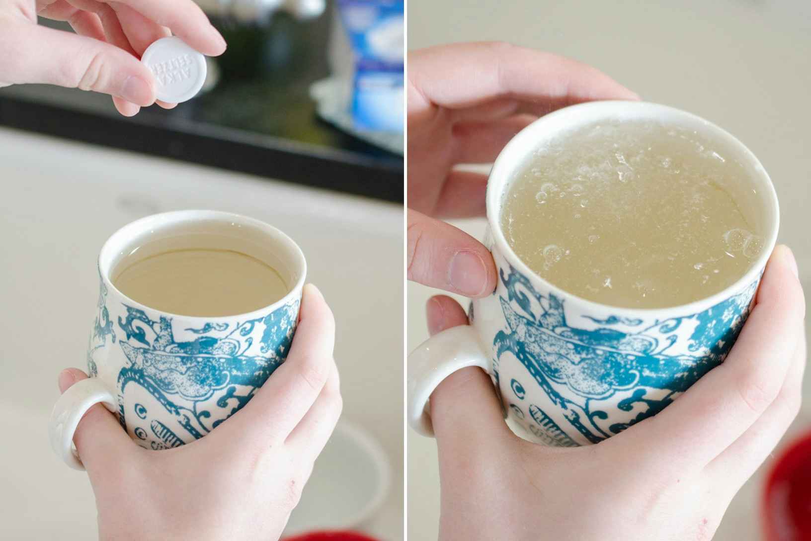 Clean coffee or tea stains in mugs and cups.