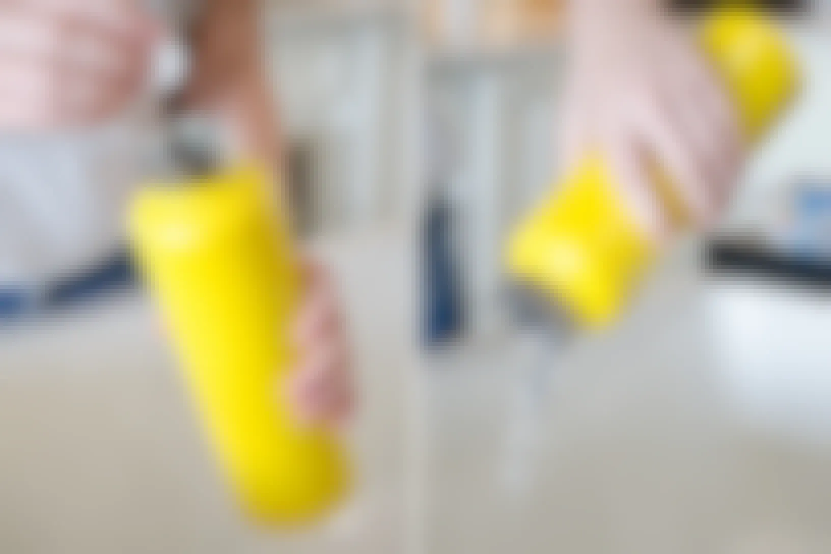 Clean a narrow-necked bottle, vase or thermos.