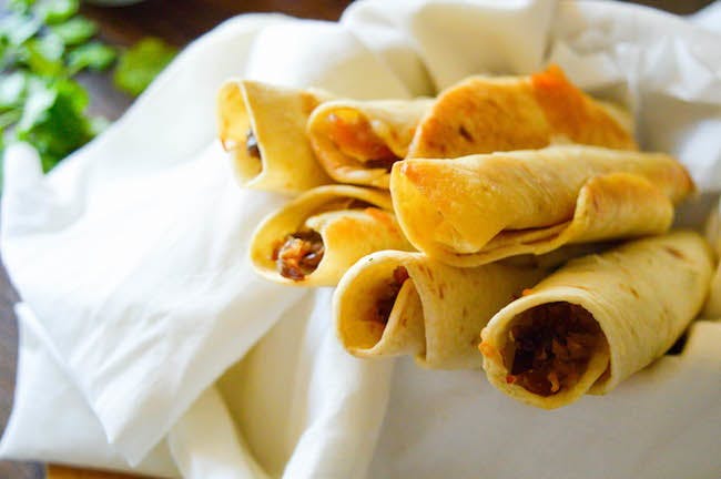 Taquitos in a basket