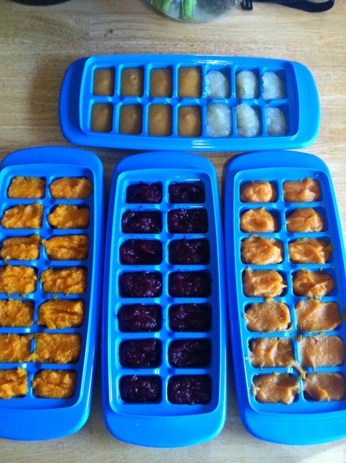 Make and freeze your own baby food and save $50-$100 per month.
