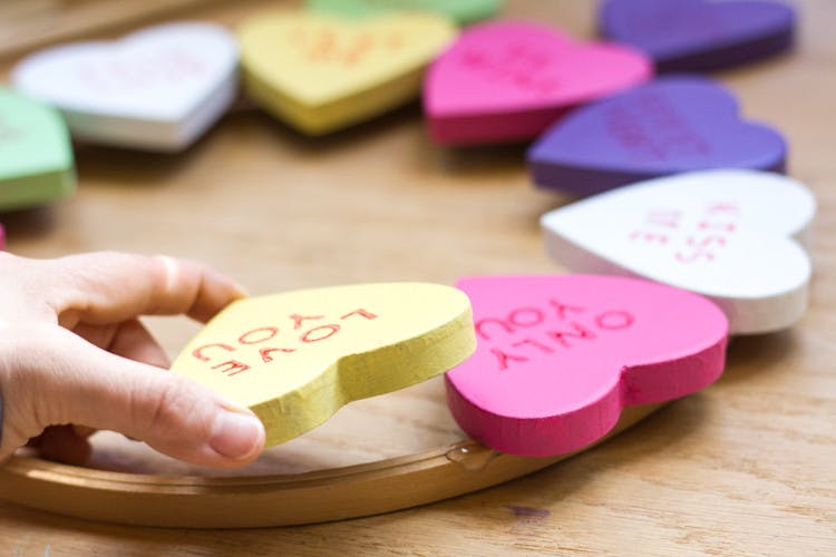 conversation heart wreath