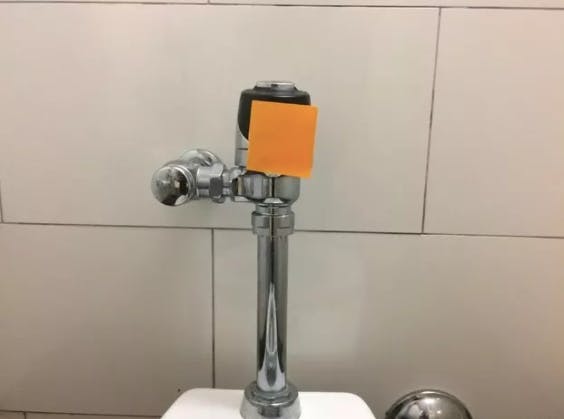Use a sticky note in the bathroom when pumping