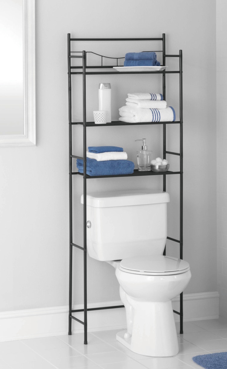 Invest in an over-the-toilet space saver.