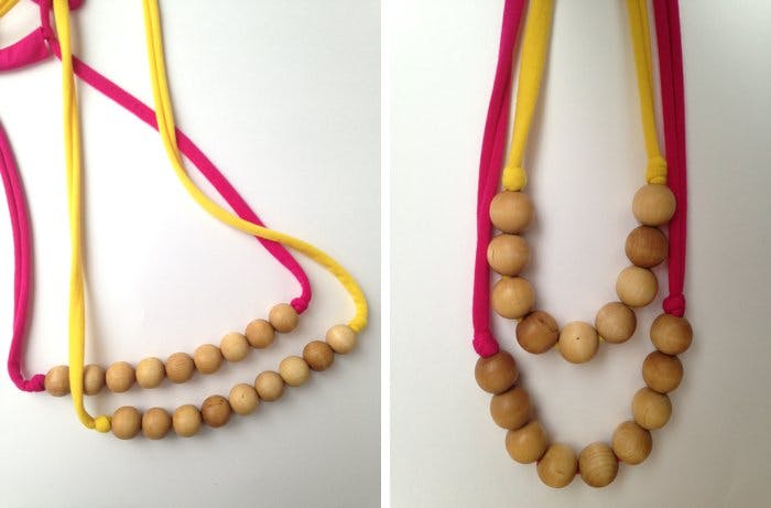 Use wooden beads and string to make a nursing necklace to save $15.