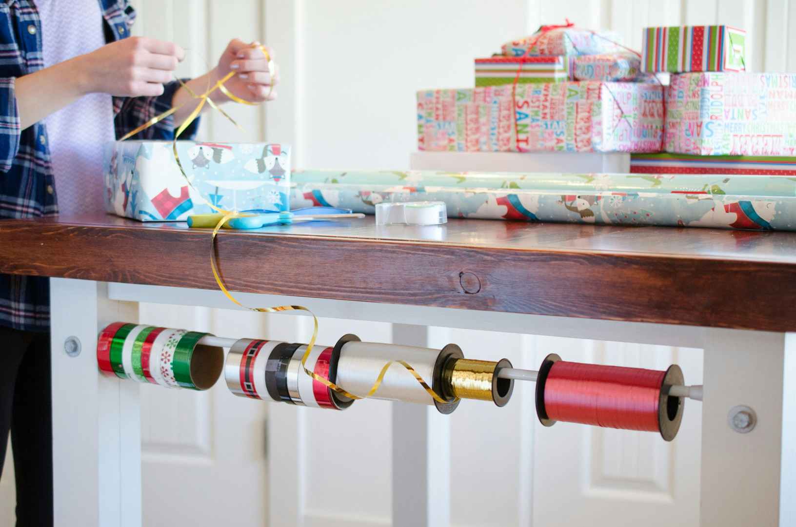 Keep your gift wrap station organized