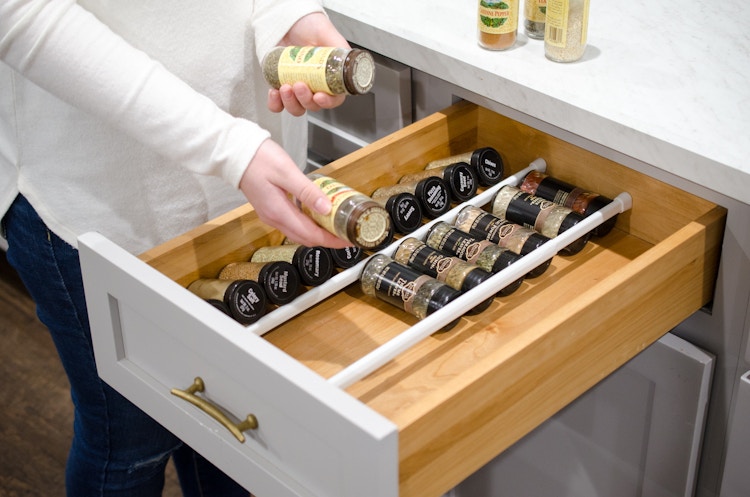 Organize spices in a drawer