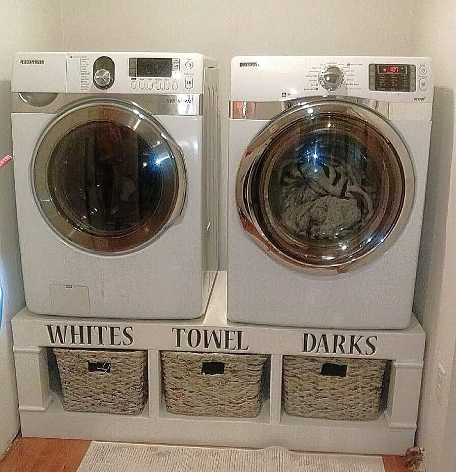 Put your washer and dryer on a pedestal for added space underneath. 