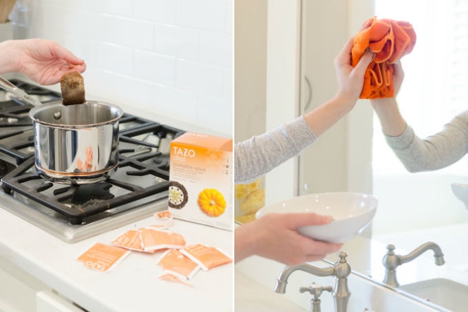 Or, use black tea bags to clean the mirror.