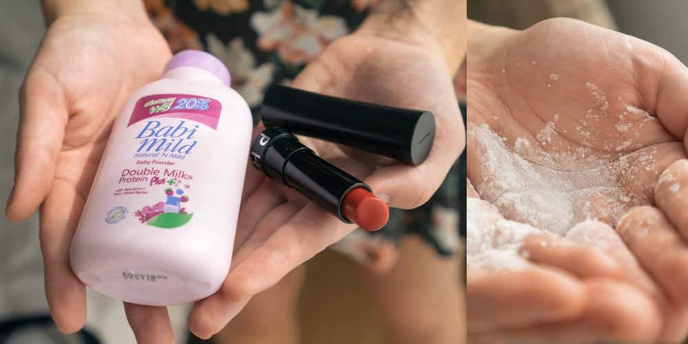 Keep lipstick from fading and give it a matte finish with a layer or baby powder.