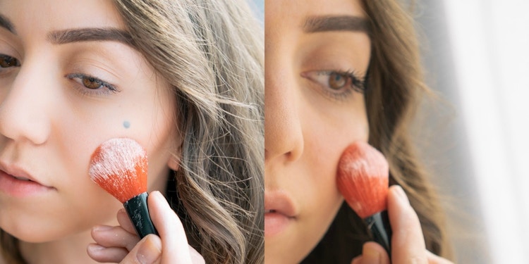 Dust baby powder over your face to set makeup instead of expensive finishing powder.