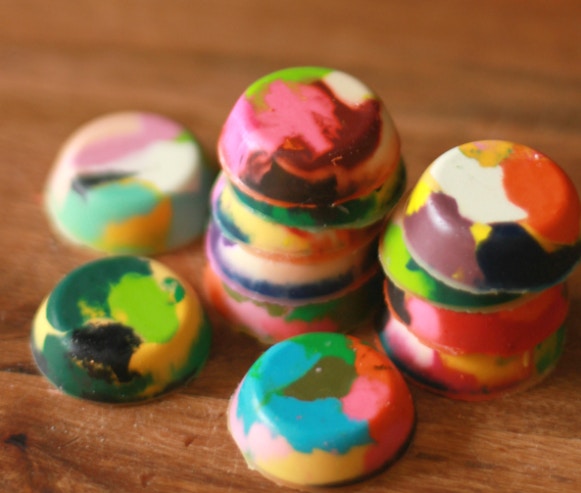 Create multi-color chunky crayons in a muffin tin.