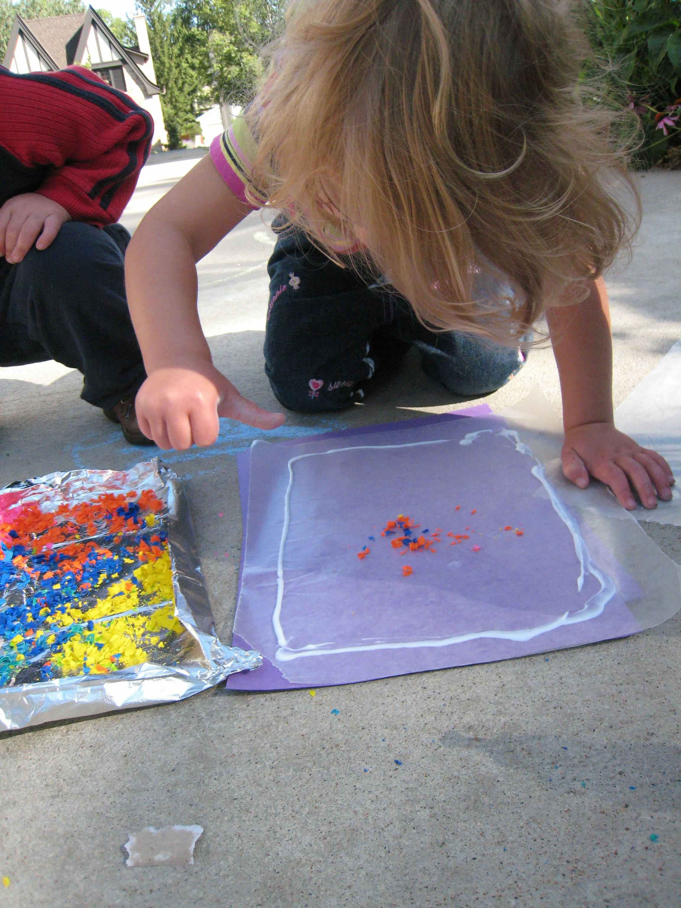 Let your kids create "stained glass" with crayons and wax paper.